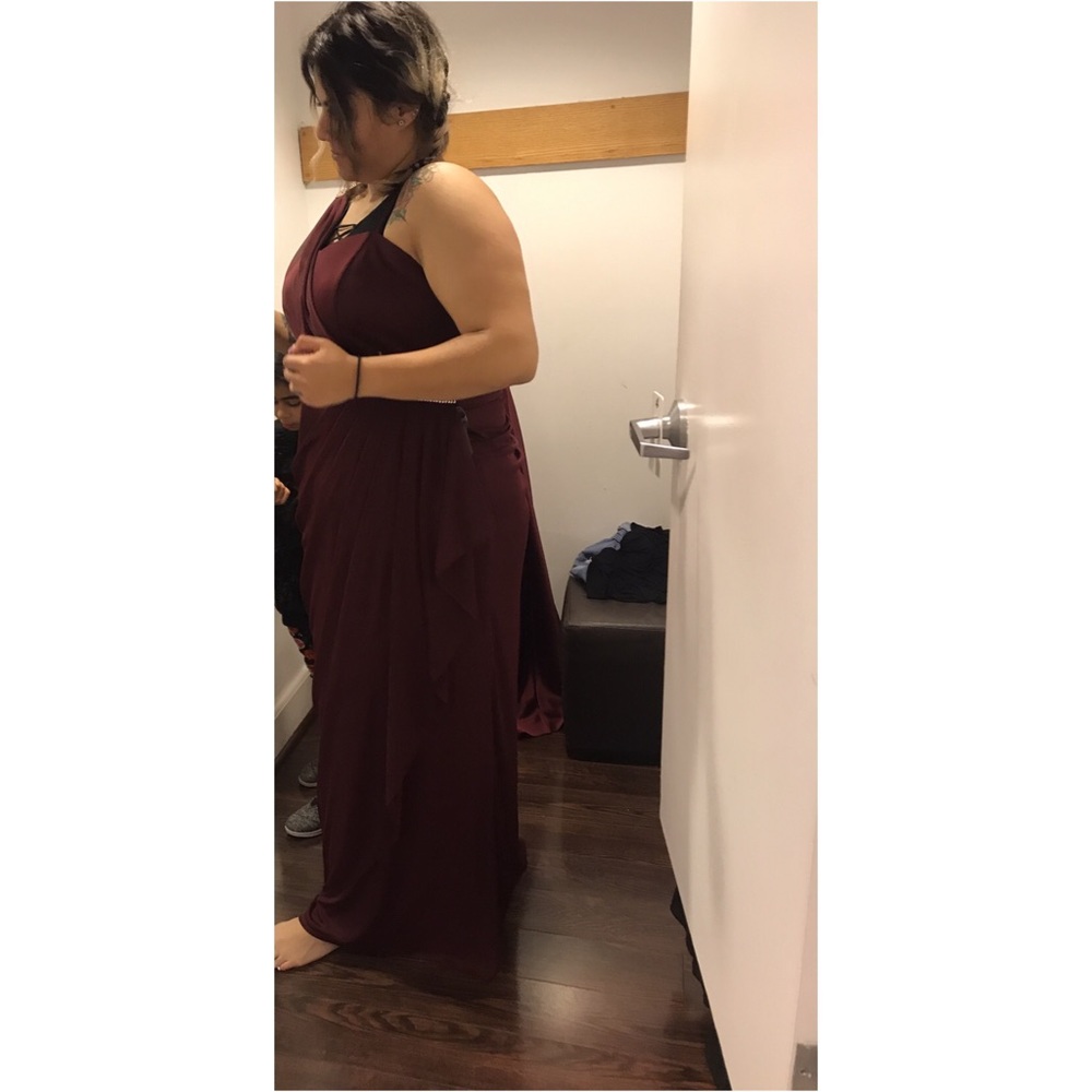 Maroon Dress with silver rhinestone accents